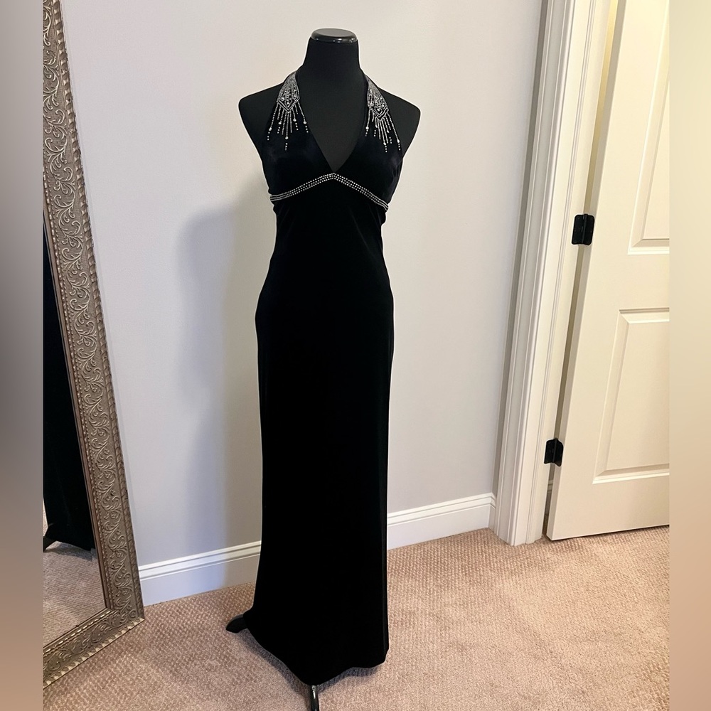 Velvet Halter Foemal Dress with beading Sz 3/4